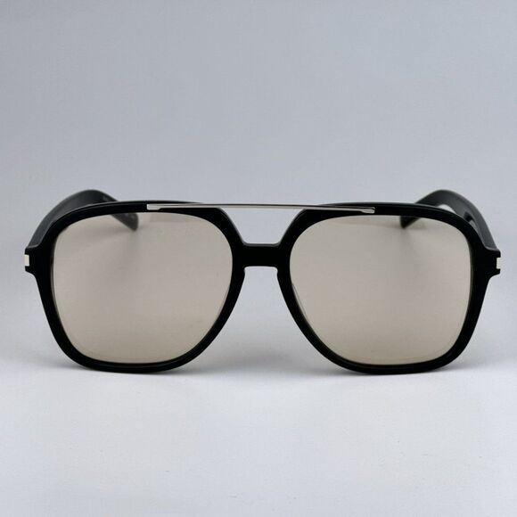 NEW Saint Laurent SL545 001 Black Light Yellow Pilot Unisex Sunglasses - Picture 7 of 15